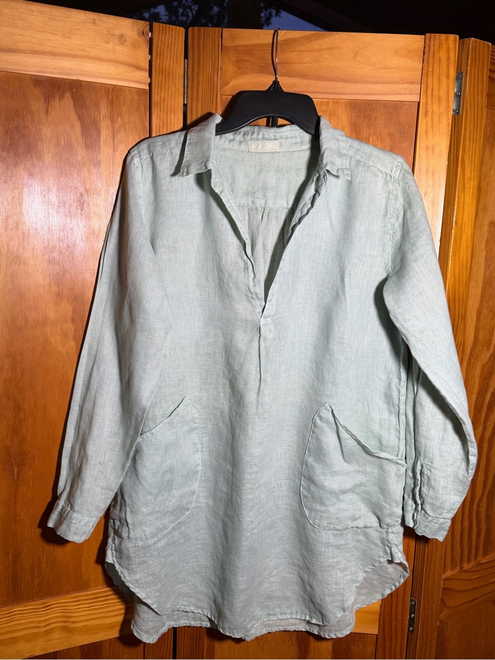 CP Shades Light Sage Green Linen Pullover Top w/Pockets|Sz XS|Lagenlook, Relaxed